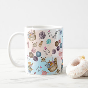 編み物とソーイングのマグカップ コーヒーマグカップ