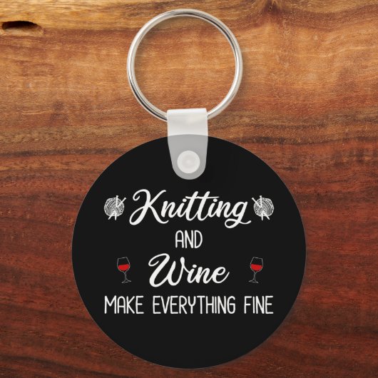 編み物とワインですべてを素晴らし作る キーホルダー (正面)