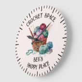 編み物と針編み ラージ壁時計 (傾斜)
