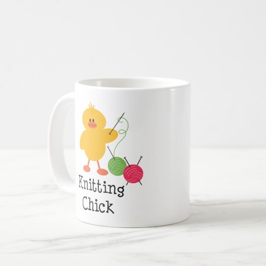 編み物のひよこのマグ コーヒーマグカップ (正面左)