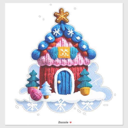 編み物のクリスマスハウスデコレーション シール (シート)
