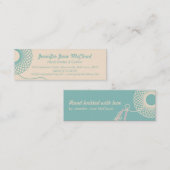 編み物のティール（緑がかった色）のクリームの細いビジネス/販売カード スキニー名刺 (正面/裏面)