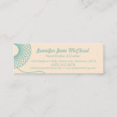 編み物のティール(緑がかった色)のクリームの細いビジネス/販売カード スキニー名刺 (正面)