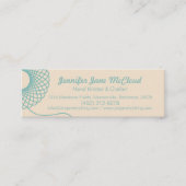 編み物のティール（緑がかった色）のクリームの細いビジネス/販売カード スキニー名刺 (正面)