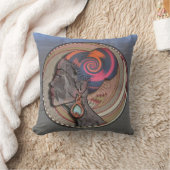 編み物のバスケットのアフリカ人女性プロフィール クッション (ブランケット)