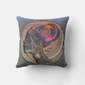 編み物のバスケットのアフリカ人女性プロフィール クッション (裏面)