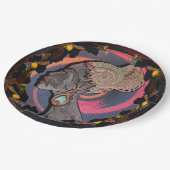 編み物のバスケットのアフリカ人女性プロフィール ペーパープレート (アングル)