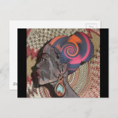 編み物のバスケットのアフリカ人女性プロフィール ポストカード (正面/裏面)