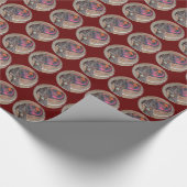 編み物のバスケットのアフリカ人女性プロフィール ラッピングペーパー (角)