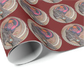 編み物のバスケットのアフリカ人女性プロフィール ラッピングペーパー (ロールコーナー)