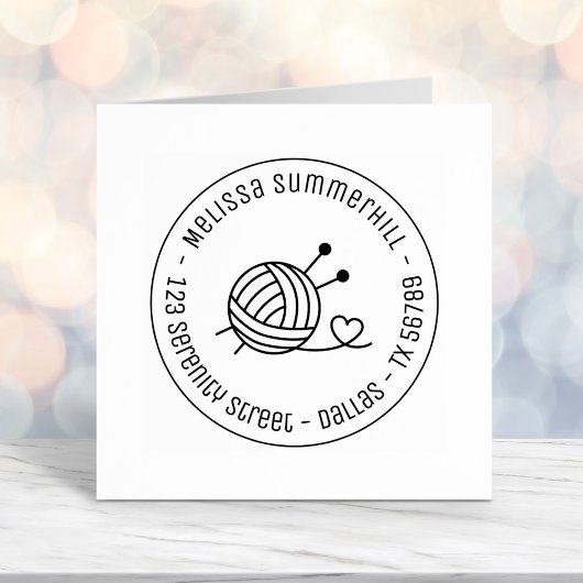 編み物のボール糸クラフトラウンドアドレス1 セルフインキングスタンプ