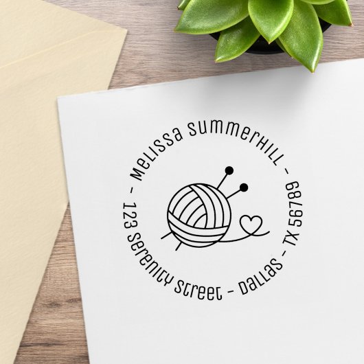 編み物のボール糸クラフトラウンドアドレス4 ラバースタンプ