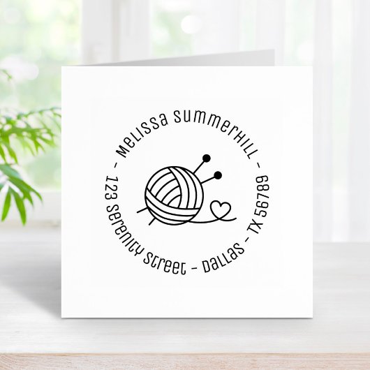 編み物のボール糸クラフトラウンドアドレス4 ラバースタンプ