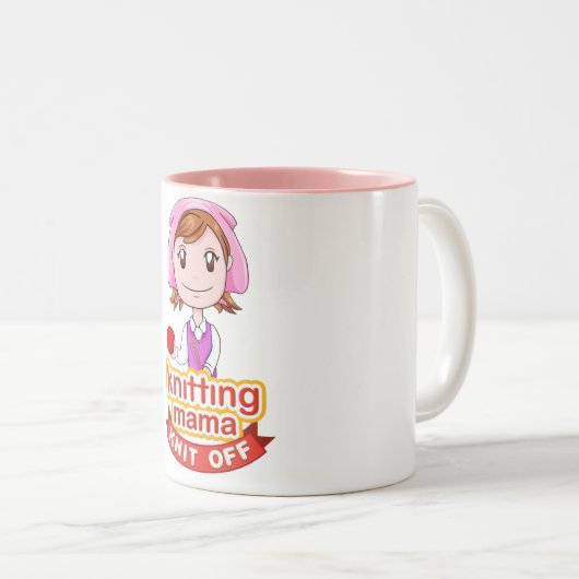 編み物のママ ツートーンマグカップ (正面右)