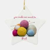 編み物のユーモア セラミックオーナメント (正面)