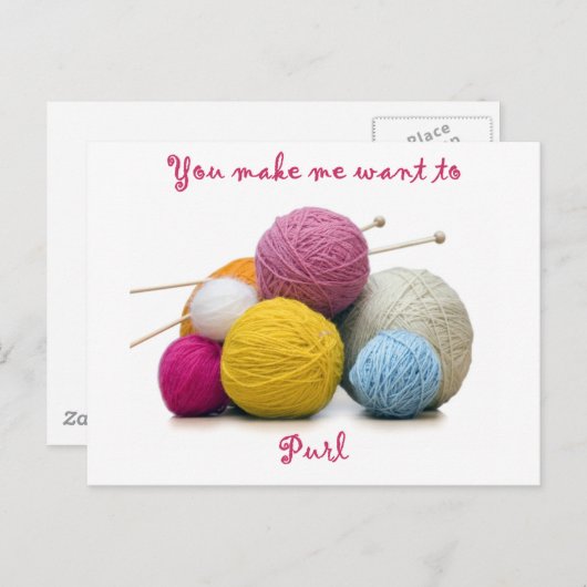 編み物のユーモア ポストカード (正面/裏面)