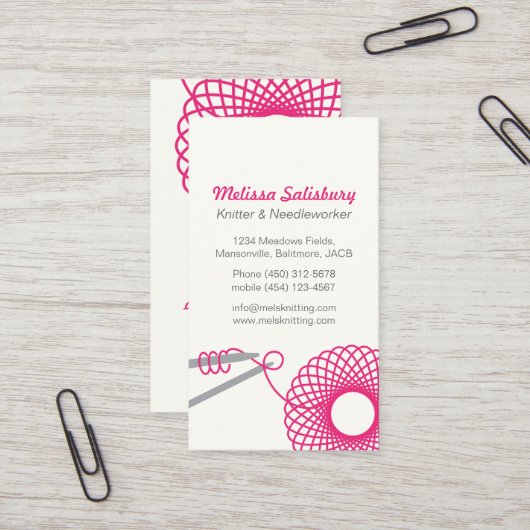 編み物の刺繍の名刺 名刺 (正面/裏面インサイチュ)