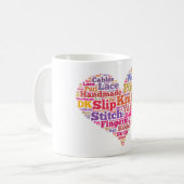編み物の単語の雲 コーヒーマグカップ (正面左)