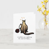 編み物の子猫 カード (黄色い花)