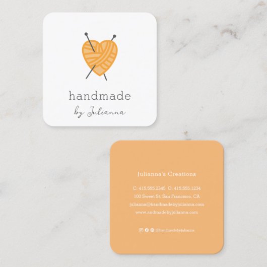 編み物の小さな名刺の挿入 スクエア名刺 (正面/裏面)