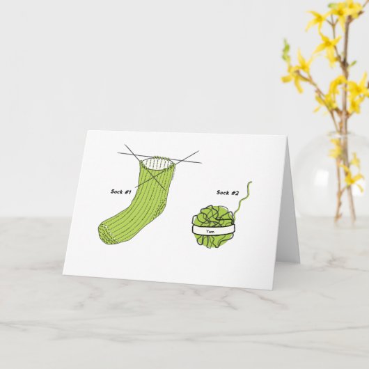 編み物の挨拶状、編み物カード カード (黄色い花)