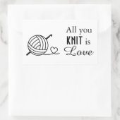 編み物の毛糸 – あなたが編むすべては愛 長方形シール (バッグ)