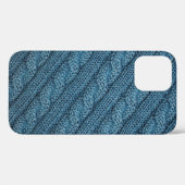 編み物の織り目が薄い青い色 Case-Mate iPhoneケース (裏面 (横))