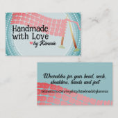 編み物の針スカーフピンク灰色の名刺… 名刺 (正面/裏面)