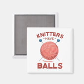 編み物はボールを持おもしろいつ編み物編み物のジョーク マグネット (正面/裏面)