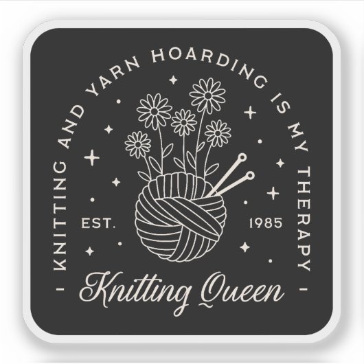 編み物は私のセラピーおもしろい糸の引用文 シール (正面)