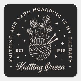 編み物は私のセラピーおもしろい糸の引用文 スクエアシール