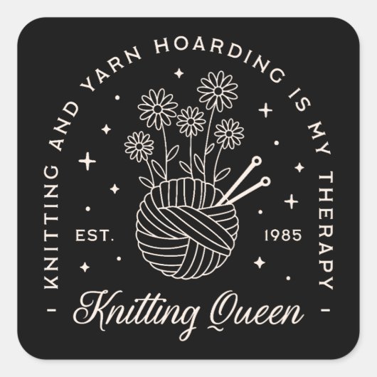 編み物は私のセラピーおもしろい糸の引用文 スクエアシール (正面)