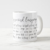 編み物は私の第二言語ビッグホワイトマグカップ ジャンボコーヒーマグカップ (正面右)