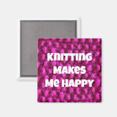 編み物は私を幸せなピンクの糸にする マグネット (正面/裏面)