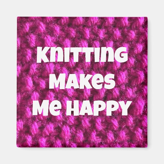 編み物は私を幸せなピンクの糸にする マグネット (正面)