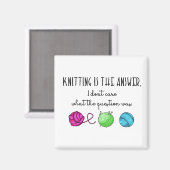 編み物は答え、編み物愛好家 マグネット (正面/裏面)