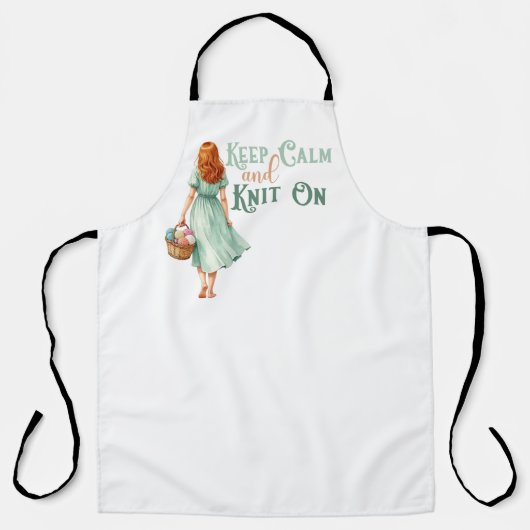 編み物をする人のための「Keep Calm & Knit On」エプロン エプロン (正面)