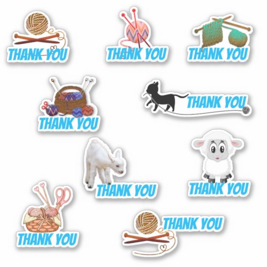 編み物をテーマにした顧客に感謝 シール (正面)