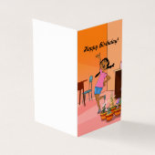 編み物を持つ民族少女（オレンジ2）誕生日カード (外部)