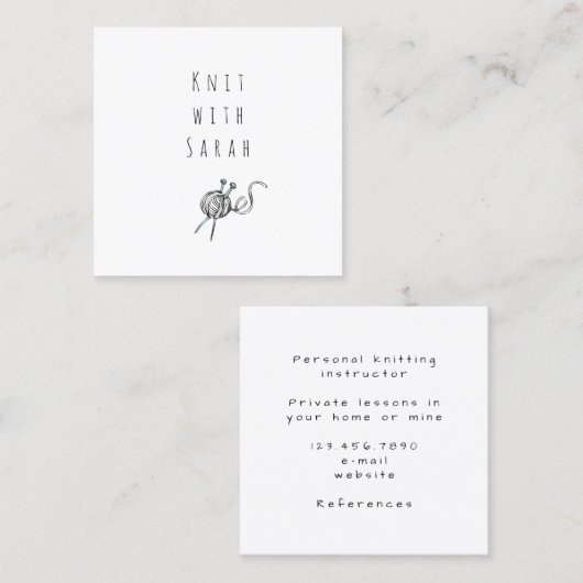 編み物インストラクターヤーンスクエアミニマリスト スクエア名刺 (正面/裏面)