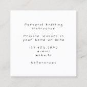 編み物インストラクターヤーンスクエアミニマリスト スクエア名刺 (裏面)