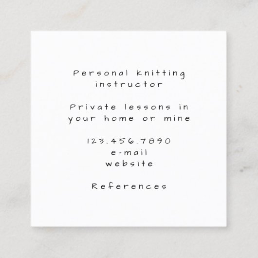 編み物インストラクターヤーンスクエアミニマリスト スクエア名刺 (裏面)