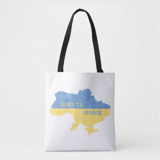 編み物ウクライナ州地図文字グローリートゥウクライナ トートバッグ (正面)