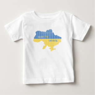 編み物ウクライナ州地図文字グローリートゥウクライナ ベビーTシャツ