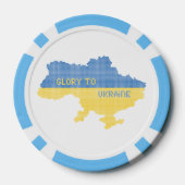 編み物ウクライナ州地図文字グローリートゥウクライナ ポーカーチップ (裏面)