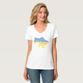 編み物ウクライナ州地図文字グローリートゥウクライナ Tシャツ (正面フル)