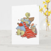 編み物ウミガメ カード (黄色い花)