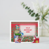 編み物ウーマンオンチューリップDIYポストカード ポストカード (スタンド正面)