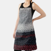 編み物ウール：赤、白ストライプい。 エプロン (インサイチュ)