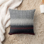 編み物ウール：赤、白ストライプい。 クッション (ブランケット)